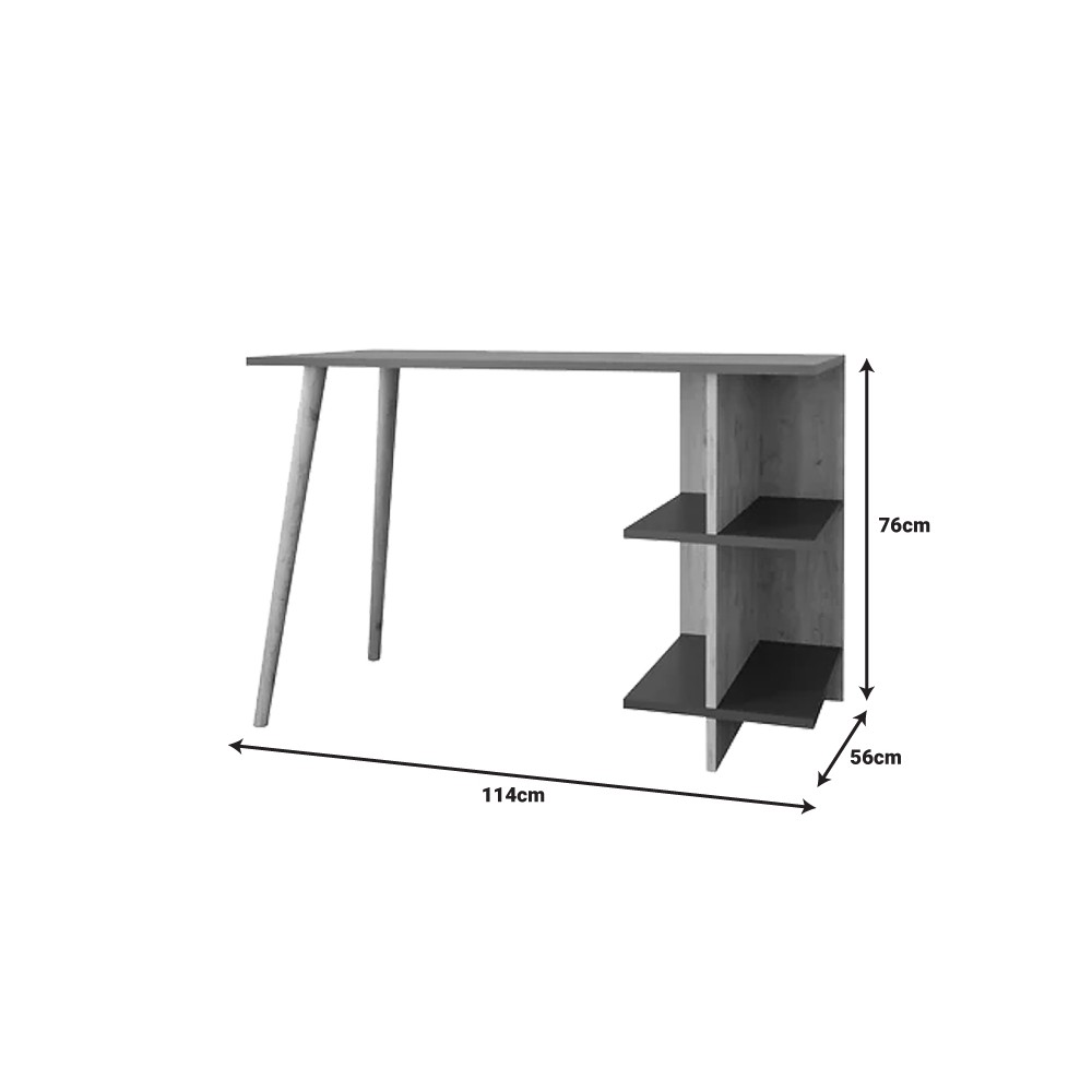 Bureau Volet bois chêne anthracite 114x56x76 cm