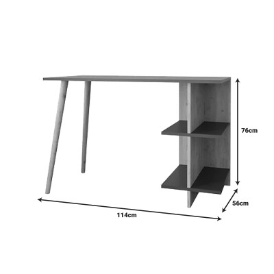 Bureau Volet bois chêne anthracite 114x56x76 cm