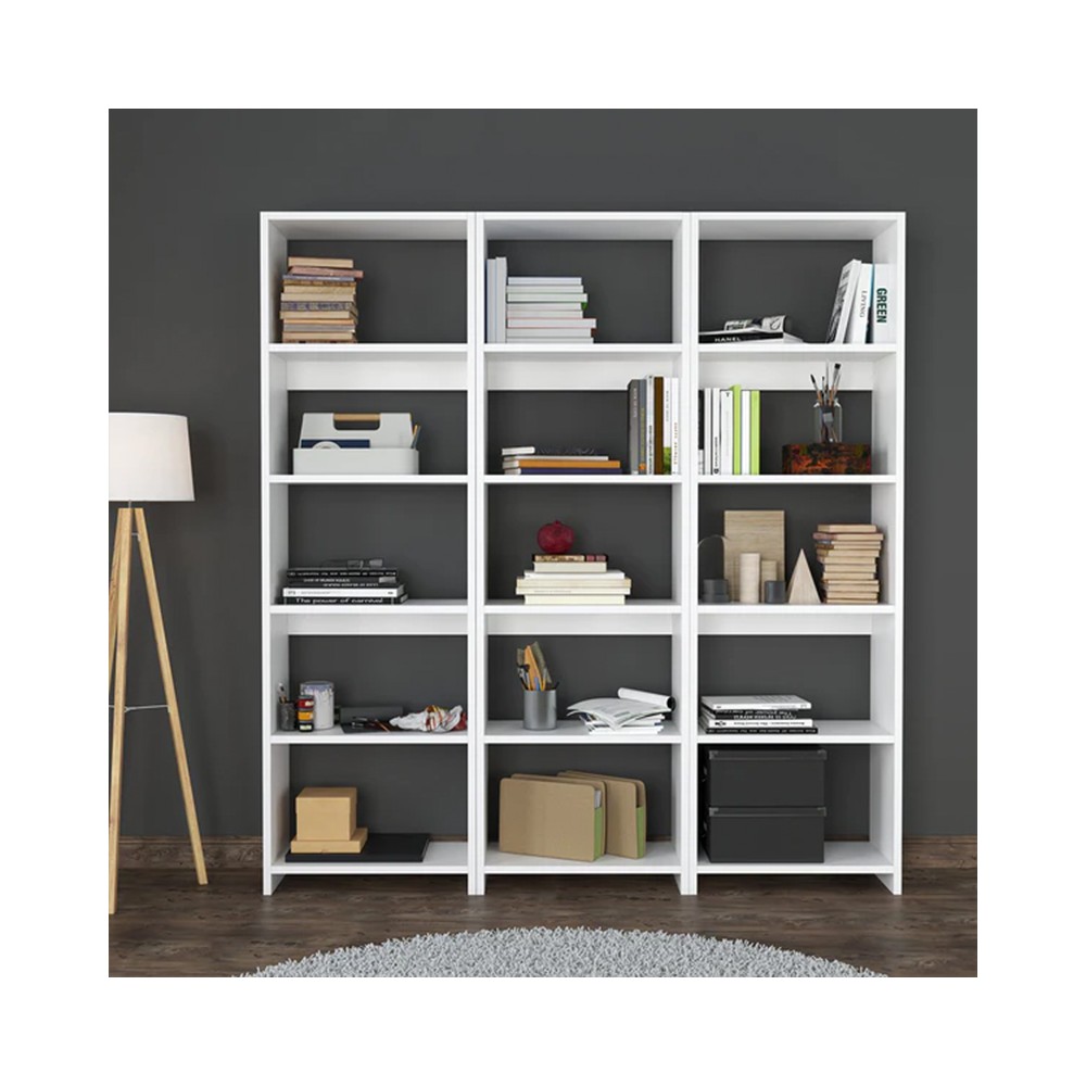 Bibliothèque Rabuku blanche 146x22x123cm
